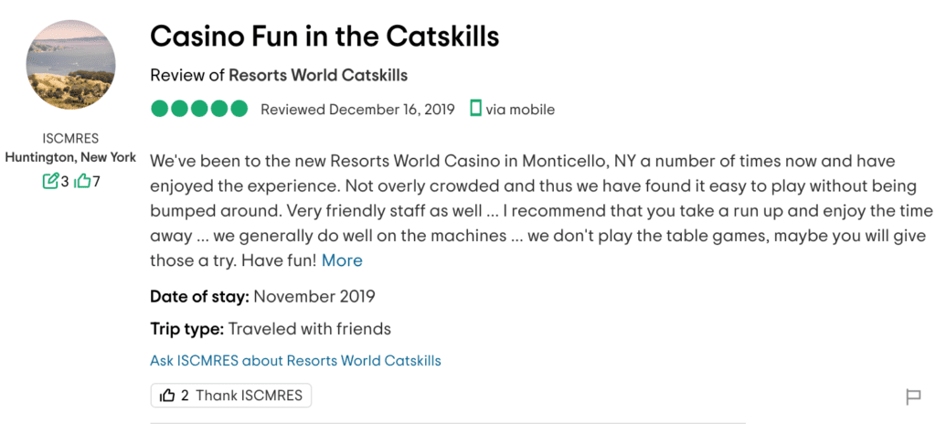 catskills review of a customer